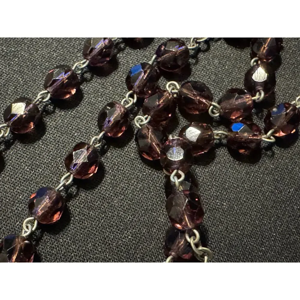 40in Garnet Rosary Vintage